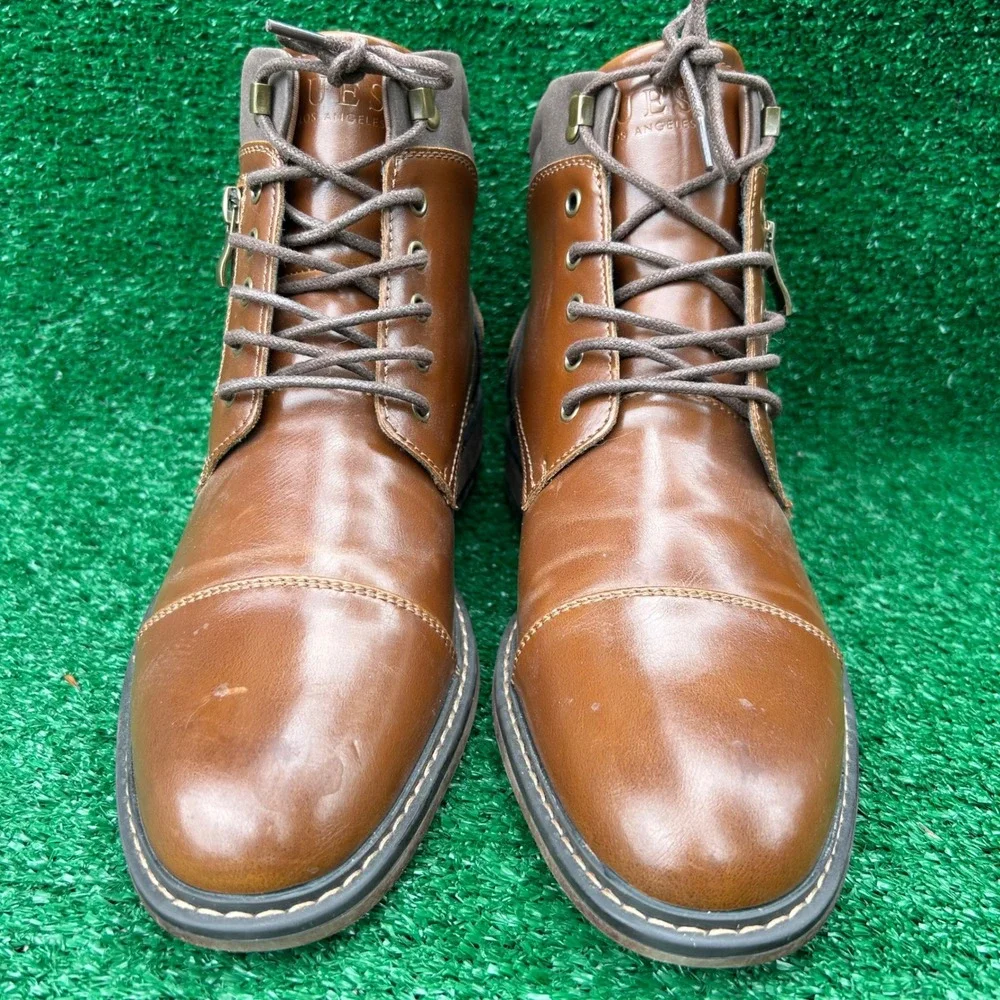 Guess GMSAMEL-R Mens Cap Toe Lace Up Boots Brown‎ Cognac Size 8M